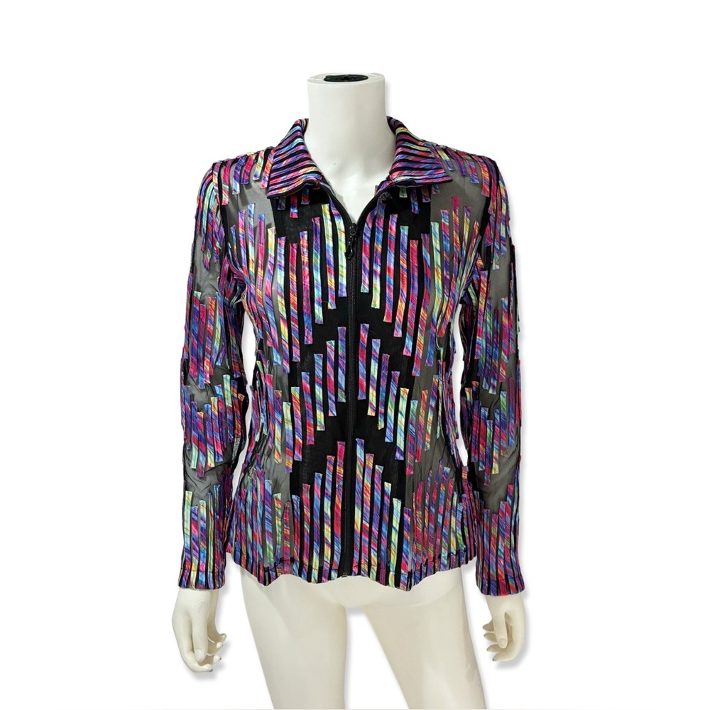 Damee Inc Colorful Mesh Zip Up Jacket